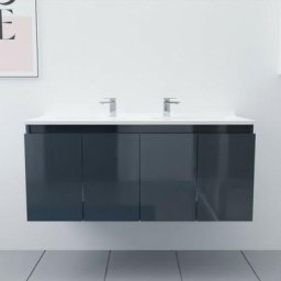 Meuble double vasque 120 cm PROLINE - Gris anthracite - Gris