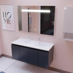 Meuble proline 120 cm avec plan double vasque et miroir Elégance ht80 - Gris anthracite - Gris