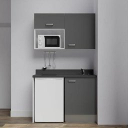Cuisibane - Kitchenette K07L - 120 cm - emplacements frigo top et micro-ondesGrisNeroévier à droite