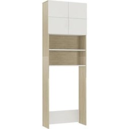 Vidaxl - Meuble de machine à laver Blanc et chêne sonoma 64x25,5x190 cm Blanc et chêne sonoma