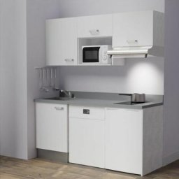 Cuisibane - Kitchenette K55L - 180 cm - emplacements hotte, micro-ondes, frigo et