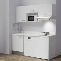 Cuisibane - Kitchenette K55L - 180 cm - emplacements hotte, micro-ondes, frigo et