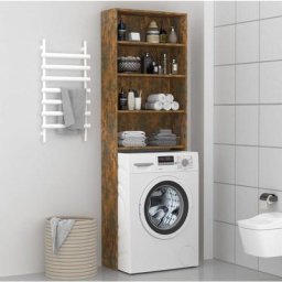 Maisonchic - Meuble machine à laver | Meuble pour wc Chêne fumé 64x24x190 cm 12009