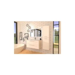 Meuble de salle de bain neptune Blanc 100C - Miroir lite