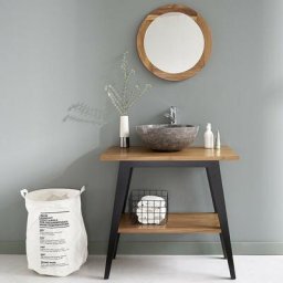 Meuble sous vasque en teck massif 80 cm - Naturel
