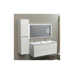 Meuble double vasque 120cm Toola Blanc Brillant miroir Lite