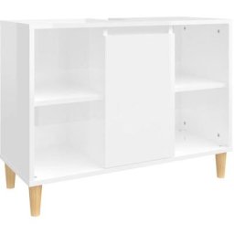 Meuble d'évier blanc brillant 80x33x60 cm bois d'ingénierie Vidaxl High gloss white