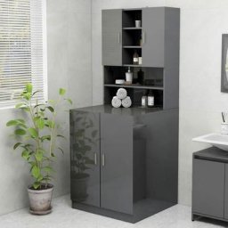 Maisonchic - Meuble machine à laver | Meuble pour wc Gris brillant 70,5x25,5x90 cm 53674