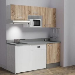 Kitchenette K55L - 180 cm - emplacements hotte, micro-ondes, frigo et lave-vaisselleBoisCromoévier
