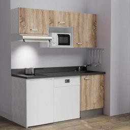 Kitchenette K55L - 180 cm - emplacements hotte, micro-ondes, frigo et lave-vaisselleBoisNeroévier à