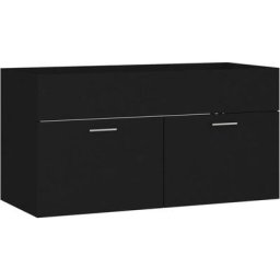 Vidaxl - Armoire d'évier Noir 90x38,5x46 cm Aggloméré Noir