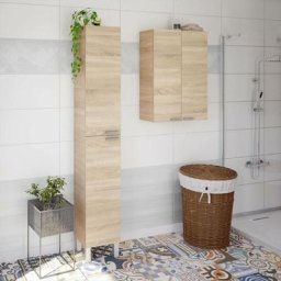 Dmora - Colonne de salle de bains Torrance, Meuble colonne pour salle de bain avec 1 porte, Armoire