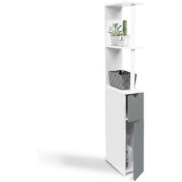 Idmarket - Meuble wc étagère willy bois gain de place pour toilette 2 portes grises - Gris