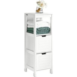 Meuble Colonne Meuble Bas de Salle de Bain Armoire Toilette – 1 étage et 2 tiroirs FRG127-W Sobuy