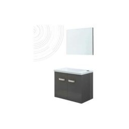 Lave-mains epice - avec miroir - 50cm - Gris - Laqué - Livré en kit - Gris