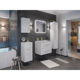 Ensemble de sdb Firenze 60 (5 Pièces/B) en blanc brillant avec miroir led - blanc brilliant