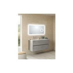 Meuble double vasque nolita Gris Béton avec miroir lite