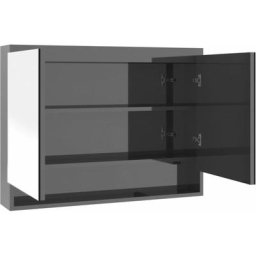 Vidaxl - Armoire à miroir de salle de bain 80x15x60 cm mdf Gris brillant Gris brillant