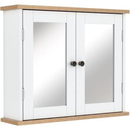 Armoire murale de salle de bain avec étagère réglable et 2 portes avec miroir en mdf - dim. 56I x