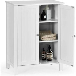 Meuble de Salle de Bain, Armoire de Rangement sur Pieds avec Étagères Réglables, 60 x 30 x 80,5 cm,