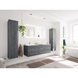Ensemble meuble de sdb Roma xl 4 pièce incl. miroir led en charbon antique - charbon antique