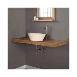 Plan pour vasque en teck massif 90 cm, forme libre - Shark - Naturel