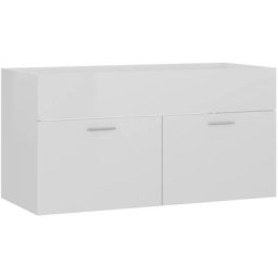 Vidaxl - Armoire d'évier Blanc brillant 90x38,5x46 cm Aggloméré Blanc brillant