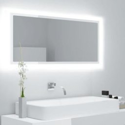 Miroir à led | Miroir déco pour Salle de bain Salon Chambre ou Dressing Blanc brillant 100x8,5x37