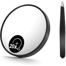 Miroir grossissant 20X et kit de pinces à sourcils, deux ensembles de voyage en forme de loupe avec