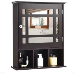 Armoire de Salle de Bain Murale avec Miroir Impérméable Fait en mdf avec 2 Etagères Réglables et 3