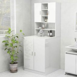 True Deal - Meuble pour machine à laver Blanc brillant 70,5x25,5x90 cm