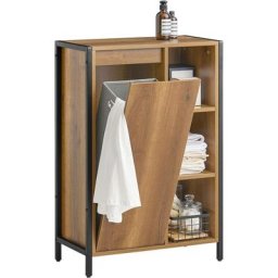 BZR65-PF Meuble Bas de Salle de Bain avec Bac à Linge Armoire à Linge Commode pour Salle de Bain