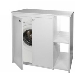 Ceramicstore - Meuble pour machine à laver en pvc avec portes et deux étagères