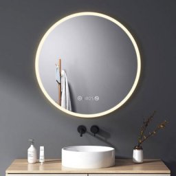 Meykoers - Miroir de Salle de Bain rond 70 cm led Miroir Lumineux salle de bain avec Interrupteur