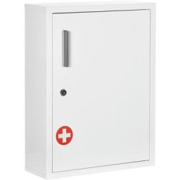 Armoire à pharmacie 2 étagères 3 niv. verrouillables dim. 40L x 15l x 53H cm 2 clés logo croix