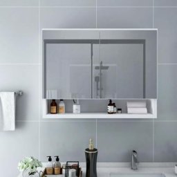 True Deal - Armoire à miroir de salle de bain led Blanc 80x15x60 cm mdf