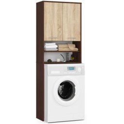 Colonne salle de bains Akord fin Wengé 64 cm 2 portes façade Chêne Sonoma 4 étagères 64x30x180 cm