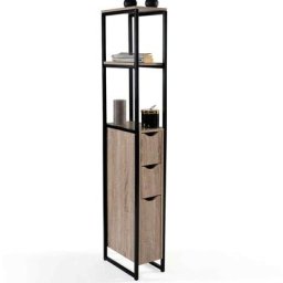 Idmarket - Meuble wc 3 portes design industriel avec étagères - Multicolore