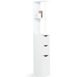 Idmarket - Meuble wc étagère willy bois 3 portes blanc gain de place pour toilettes - Blanc