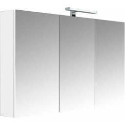 Armoire de salle de bain 120 cm avec éclairage led et bloc prise juno 3 portes miroir triptyque