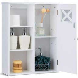 Meuble Mural de Salle de Bain avec 5 Etagères de Rangement 48 x 17,5 x 61CM en mdf - Costway