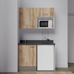 Cuisibane - Kitchenette K07L - 120 cm - emplacements frigo top et micro-ondesBoisNeroévier à gauche