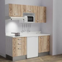 Kitchenette K20L - 180 cm - emplacements frigo, micro-ondes et hotteBoisSnovaévier à droite