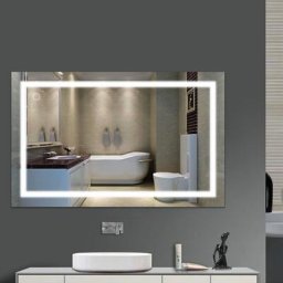 60x100cm Miroir de Salle de Bain avec éclairage led, 23W Makeup Mirror, Miroirs de Salle de Bain