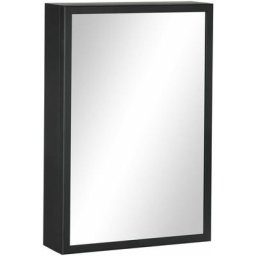 Armoire miroir murale salle de bain toilette dim. 40L x 12l x 60H cm acier inox. noir verre - Noir
