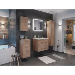 Ensemble de SDB Firenze 70 (5 Pièces/B) en décor chêne avec miroir LED - décor chêne