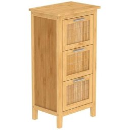 Eisl - Armoire de salle de bain avec 3 tiroirs Bambou 30x42x82 cm Brun