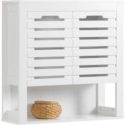BZR51-W Meuble Haut Armoire de Toilettes Salle de Bain Suspendue Placard Commode Murale Armoire à