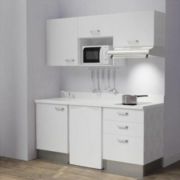 Kitchenette K20L - 180 cm - emplacements frigo, micro-ondes et hotteBlancSnovaévier à gauche