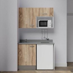 Cuisibane - Kitchenette K07L - 120 cm - emplacements frigo top et micro-ondesBoisCromoévier à gauche